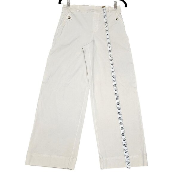 Spanx White Twill Crop Wide-Leg Cotton Blend High-Waist Pants M/M - Picture 12 of 16